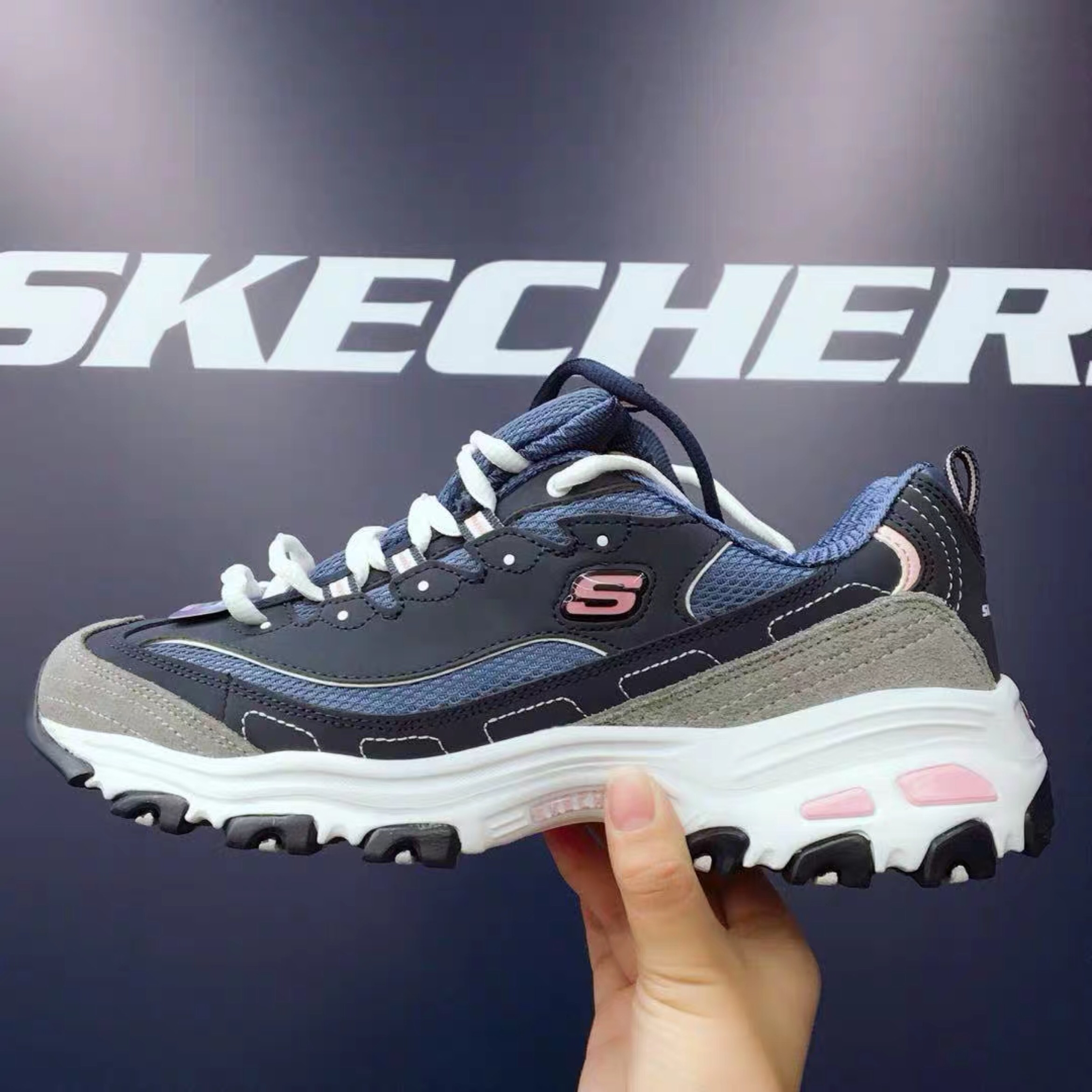 skechers斯凯奇新款dlites休闲舒适熊猫鞋两色选