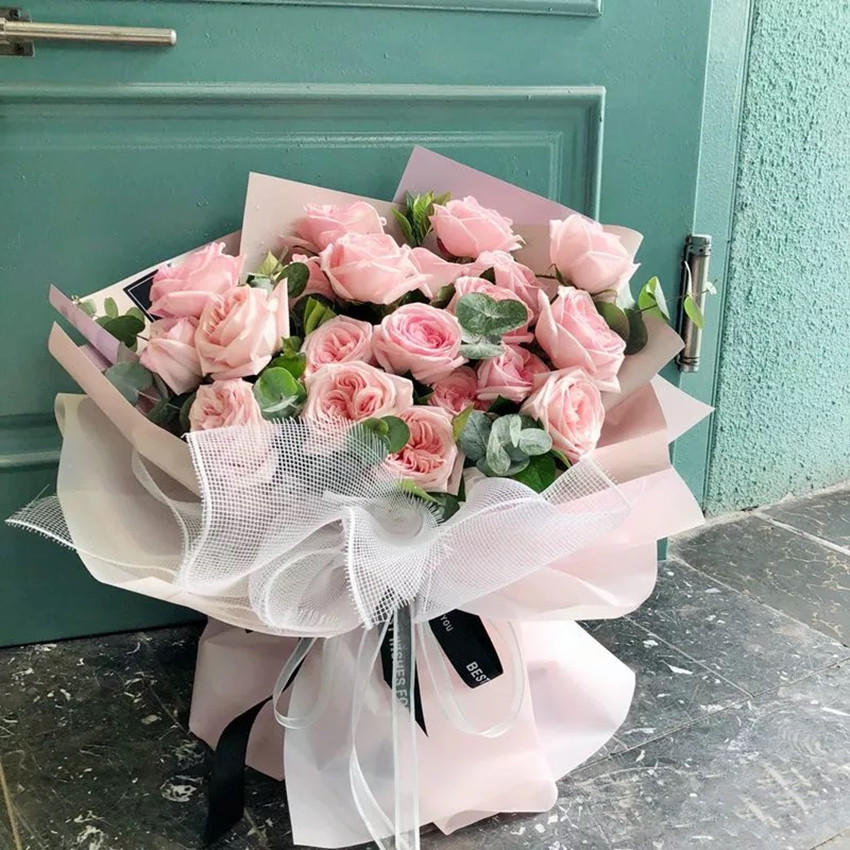 甜心马天尼 19枝粉色荔枝玫瑰大花束