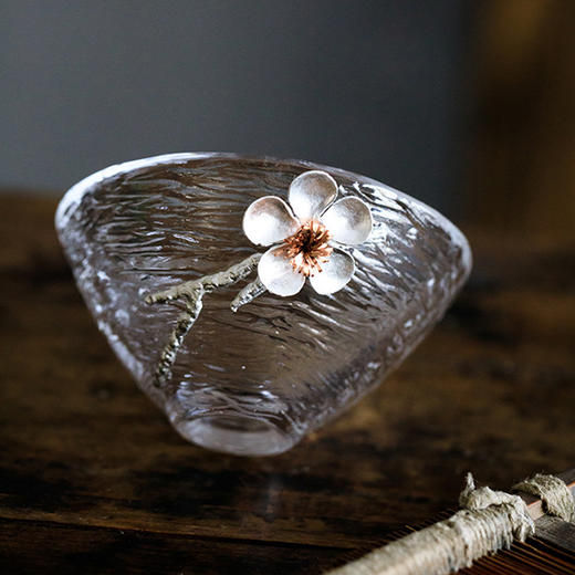 锤纹玻璃提梁壶 | 日式手工加厚耐热煮茶壶镶锡梅花烧水壶过滤泡茶壶 商品图3