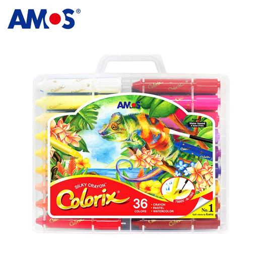 【开学季】AMOS韩国原装进口儿童绘画旋转粗杆蜡笔水彩笔套装 商品图3