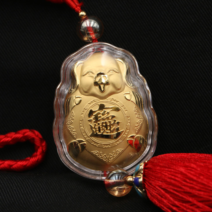 沈阳造币招财猪福猪迎宝金挂件au999