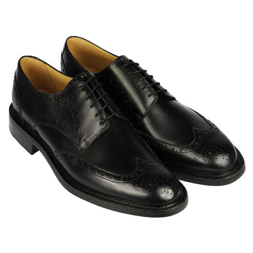 断码特价英码6（39码）——英国原产翼型雕花布洛克男士德比正装鞋Doddington 道丁顿-黑色小牛皮 商品图3