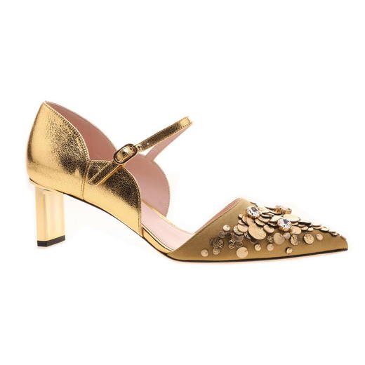 吴昕 同款  sheme  女士高跟中空单鞋 金色 商品图1