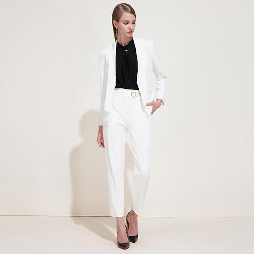 下架，EITIE爱特爱新款女装春装OL休闲正装裤纽扣装饰直筒西装裤子5905610 商品图1