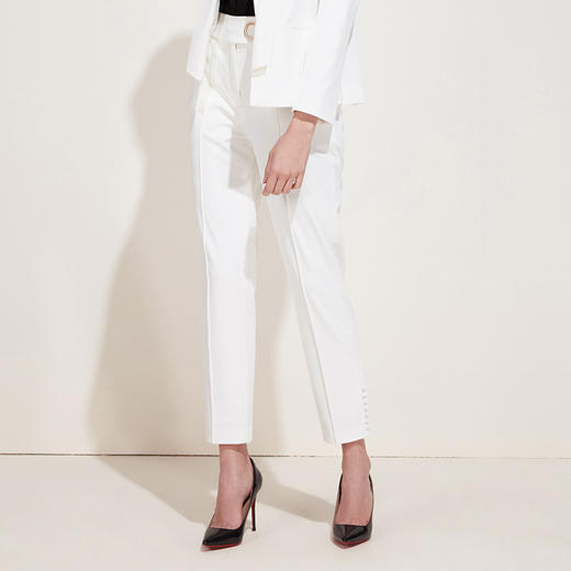 下架，EITIE爱特爱新款女装春装OL休闲正装裤纽扣装饰直筒西装裤子5905610 商品图2