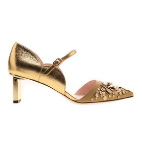 吴昕 同款  sheme  女士高跟中空单鞋 金色