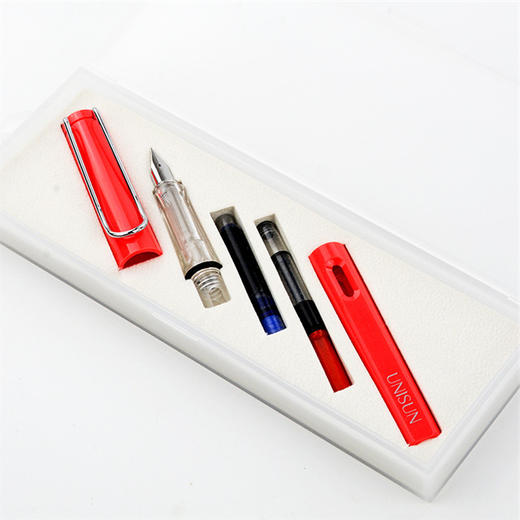 UNISUN 开拓者正姿学生钢笔单支塑盒装赠一瓶黑色墨囊礼盒装 商品图5