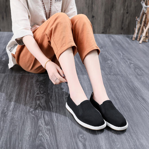 671067四合院老北京布鞋女鞋黑色春季透气千层底休闲鞋软底开车鞋