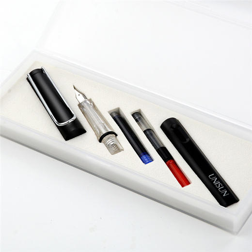 UNISUN 开拓者正姿学生钢笔单支塑盒装赠一瓶黑色墨囊礼盒装 商品图3