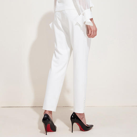 下架，EITIE爱特爱新款女装春装OL休闲正装裤纽扣装饰直筒西装裤子5905610 商品图4