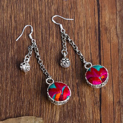 拾芳刺绣苗银耳环  / 绣片随机  / 现货 商品图0