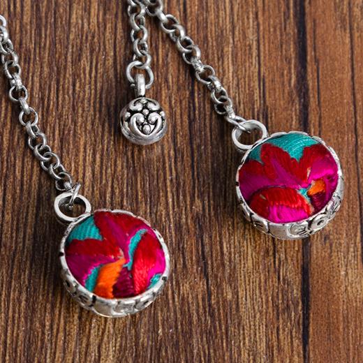 拾芳刺绣苗银耳环  / 绣片随机  / 现货 商品图2