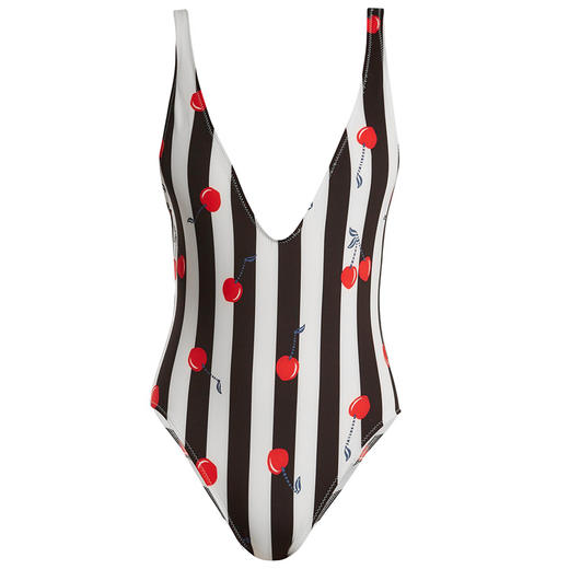 ellefit精选重塑条纹拼接深v露背连体性感泳衣女themichelle