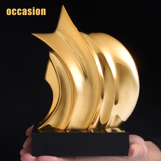 星光璀璨镀金新款水晶奖杯定制定做金色树脂订购创意五角星纪念品 商品图2
