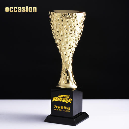 勇夺桂冠金属奖杯定制定做大号冠军高档优秀员工颁奖水晶奖品制作 商品图2