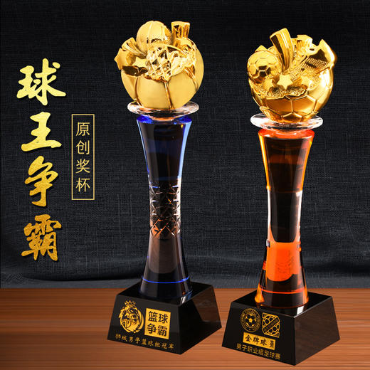mvp篮球足球比赛冠军奖杯定制水晶纪念品运动会奖品金球奖金靴奖 商品图0