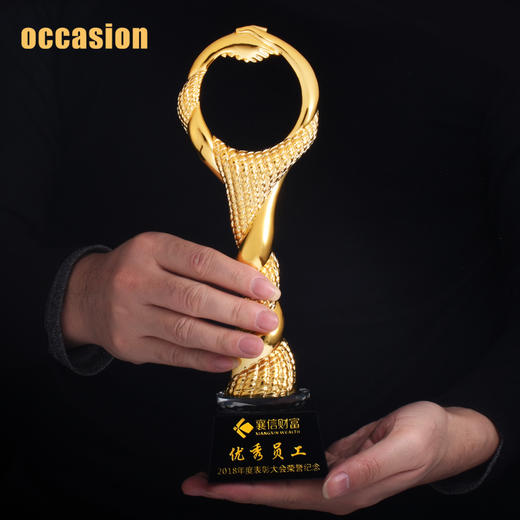 合作共赢奖杯定制创意优秀员工纪念品 奖品定做刻字 树脂年会礼品 商品图2