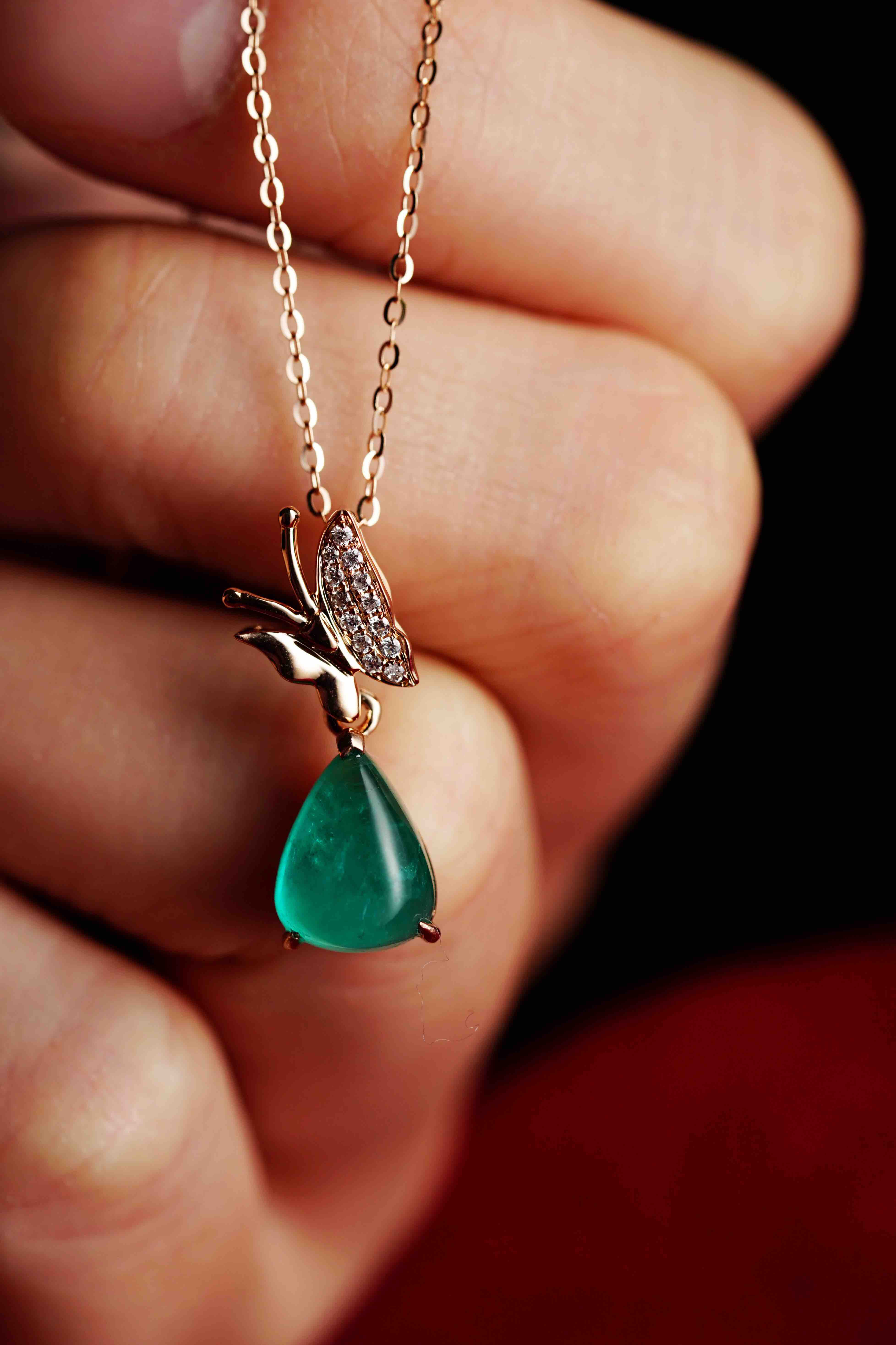 asü珠宝 · 小荷才露尖尖角哥伦比亚蛋面祖母绿(订制)