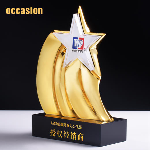 星光璀璨镀金新款水晶奖杯定制定做金色树脂订购创意五角星纪念品 商品图4