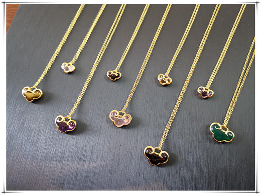 万事如意紫水晶开运祈福18K金镶钻石平安如意锁项链 商品图3