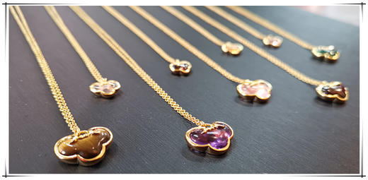 万事如意紫水晶开运祈福18K金镶钻石平安如意锁项链 商品图9