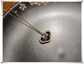 万事如意紫水晶开运祈福18K金镶钻石平安如意锁项链