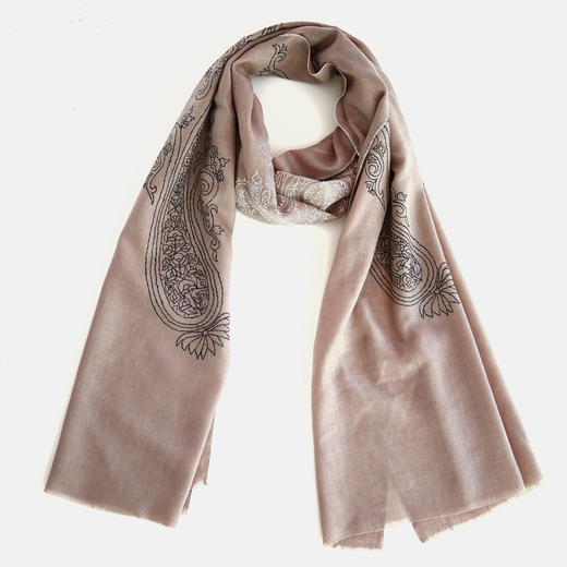70cm宽点绣克什米尔pashmina羊绒围巾