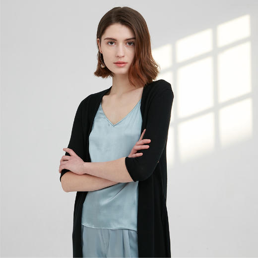 开司米丝 系带中长开衫 商品图12