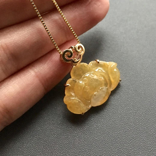 冰种黄翡和和美美连年有余18k黄金镶嵌 商品图3