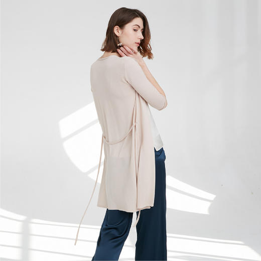 开司米丝 系带中长开衫 商品图7