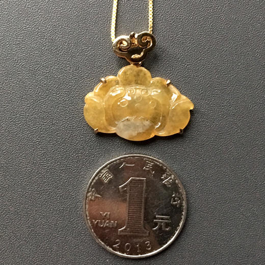 冰种黄翡和和美美连年有余18k黄金镶嵌 商品图5