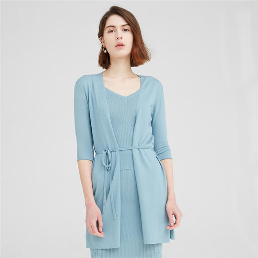 开司米丝 系带中长开衫 商品图5