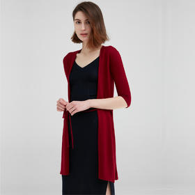 开司米丝 系带中长开衫