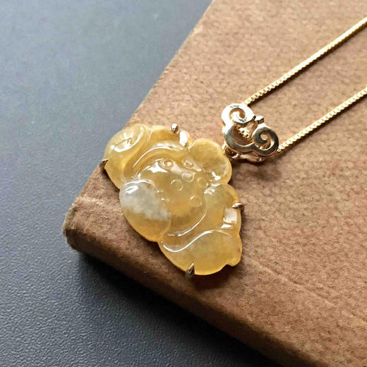 冰种黄翡和和美美连年有余18k黄金镶嵌 商品图2