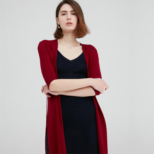 开司米丝 系带中长开衫 商品图2