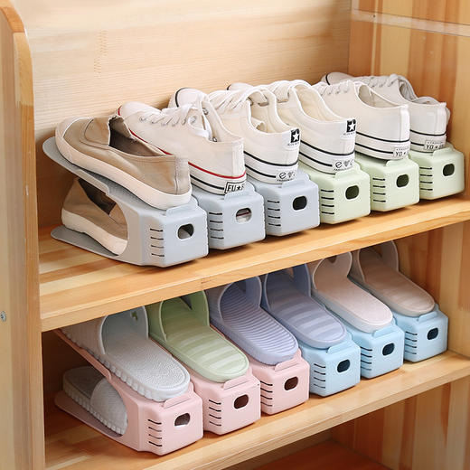 【鞋子收纳神器，空间节省不止一点点】鞋柜空间立即大两倍，日本发明 双层加厚 省空间 塑料鞋子收纳架 鞋柜整理架 商品图0