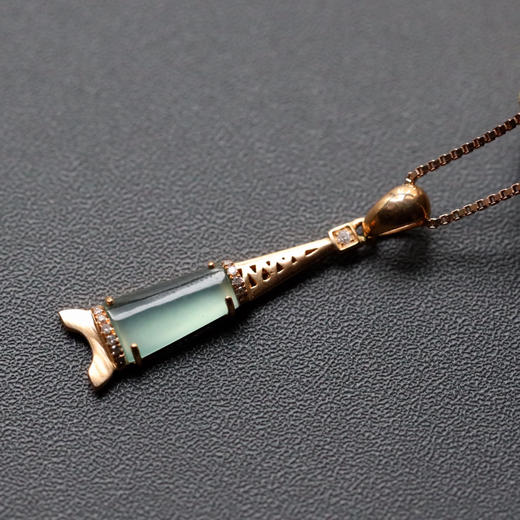 高冰种蓝水翡翠塔吊坠 商品图3
