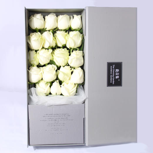 经典19支白玫瑰礼盒 商品图0