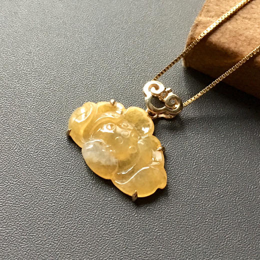 冰种黄翡和和美美连年有余18k黄金镶嵌 商品图1