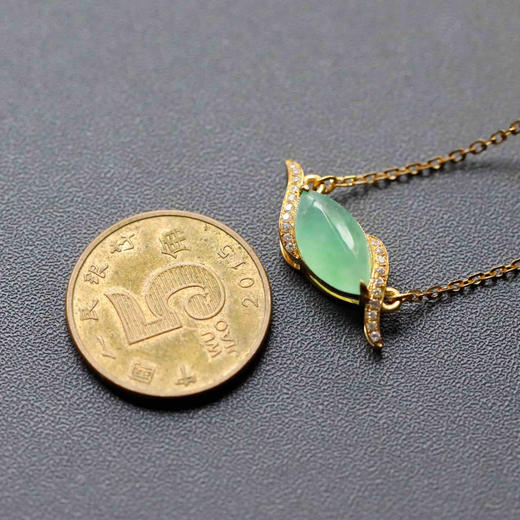 冰种阳绿翡翠马眼锁骨链 商品图2