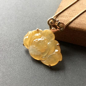 冰种黄翡和和美美连年有余18k黄金镶嵌