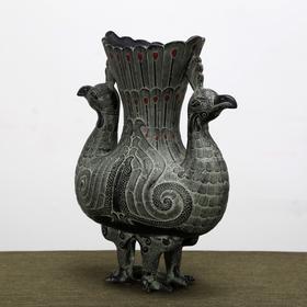 仿制青铜器铜器大号双凤杯青铜摆件花瓶WBH13090139 Newly made Bronze Vase