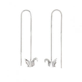 北京仓｜ORIGAMI-Swan-折纸天鹅 耳线（银色）［法国设计师］