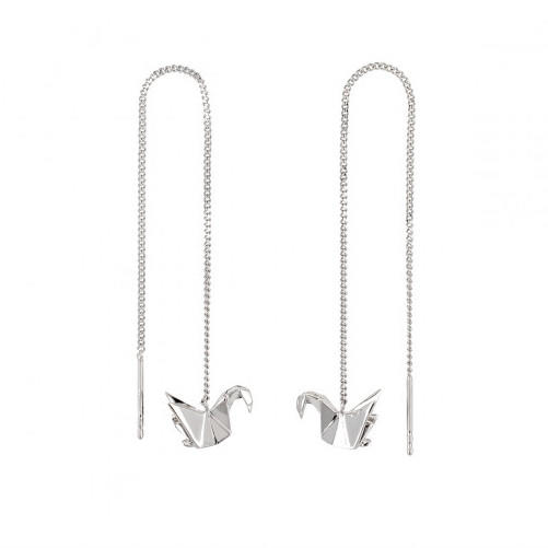 北京仓｜ORIGAMI-Swan-折纸天鹅 耳线（银色）［法国设计师］ 商品图0