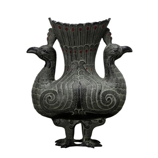 仿制青铜器铜器大号双凤杯青铜摆件花瓶WBH13090139 Newly made Bronze Vase 商品图2