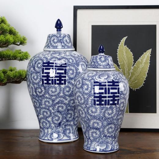 仿制瓷器陶器喜字梅瓶将军罐罐子花器WBH17060029  Newly made Porcelain blue and white vase with double happiness 商品图0
