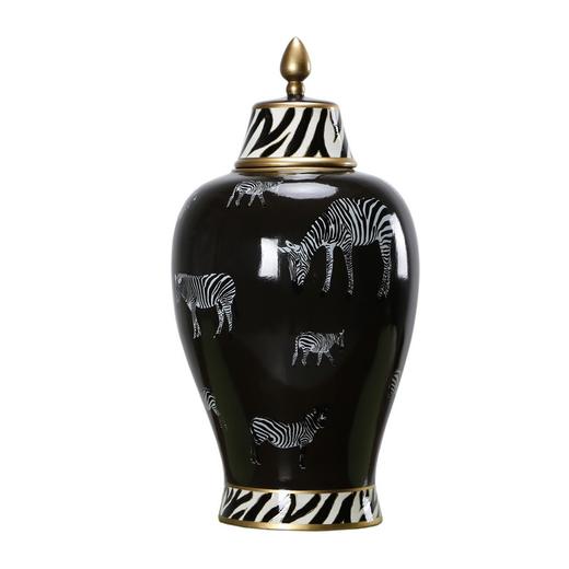 仿制瓷器陶瓷斑马储物罐罐子花器QG11091661 Newly made Porcelain black vase 商品图2