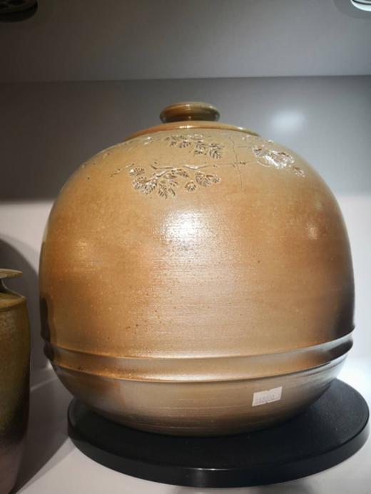 台湾名家 李仁嵋 柴烧 刻花茶仓 商品图0