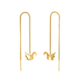 北京仓｜ORIGAMI-Swan-折纸天鹅 耳线（金色）［法国设计师］