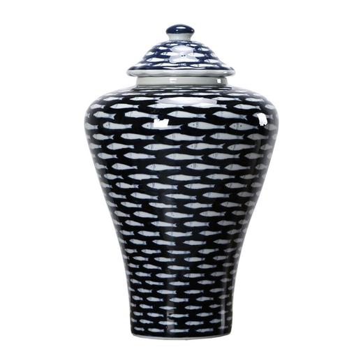 仿制瓷器陶器蓝底鱼图案将军罐罐子花器WBH18120070/69 Newly made Porcelain  blue vase with fish pattern 商品图2
